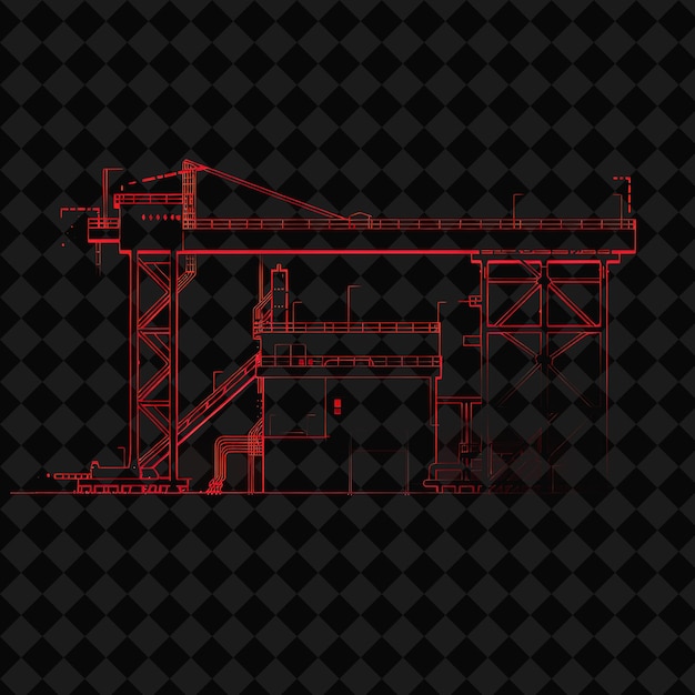 Industrial Neon Piers and Wharves With a Silhouette of a War PNG Y2K Ocean of Light Collections