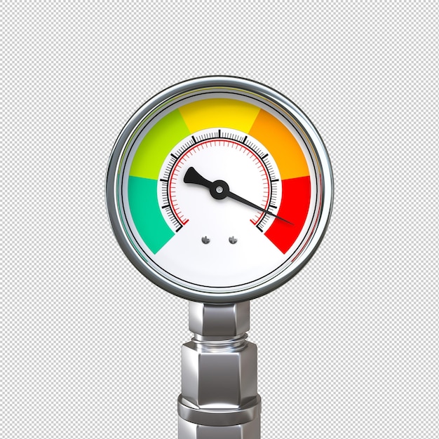 PSD industrial pressure gauge on white background