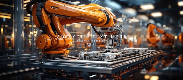 Industrial Robot Arm on Automated Production Line