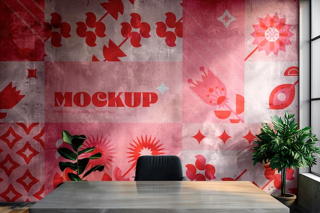 Industrial style office wallpaper mock-up