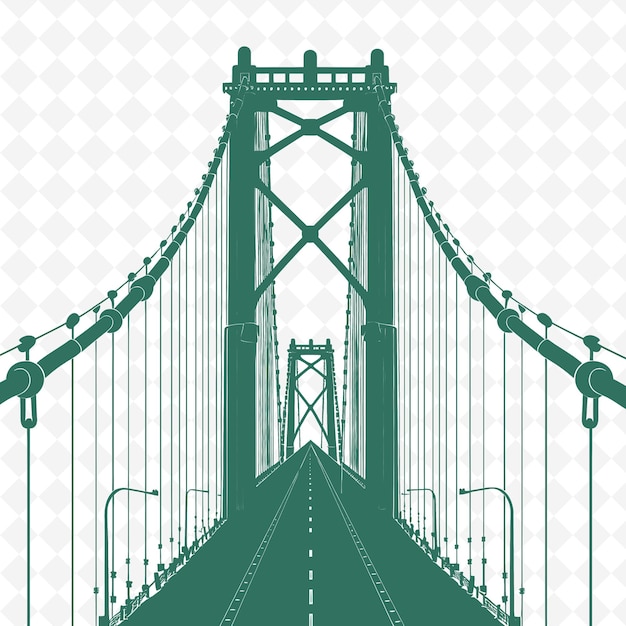 Industrial Suspension Bridge Embellished With Metallic Cable PNG Natural Inspired Flat Borderline