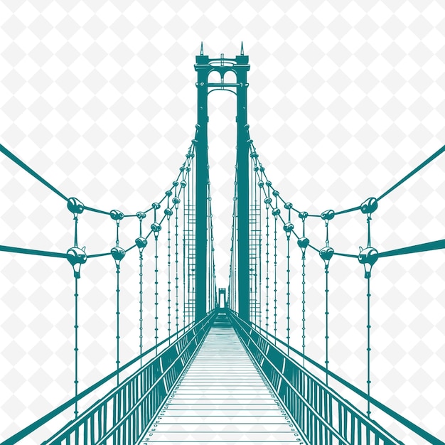 Industrial Suspension Bridge Embellished With Metallic Cable PNG Natural Inspired Flat Borderline