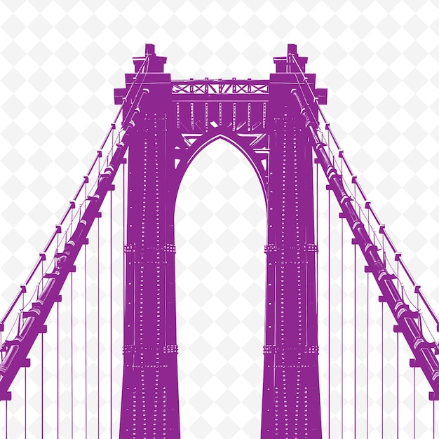 Industrial Suspension Bridge Embellished With Metallic Cable PNG Natural Inspired Flat Borderline