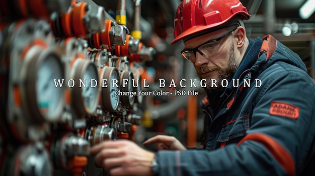 PSD industrial worker checking gauges