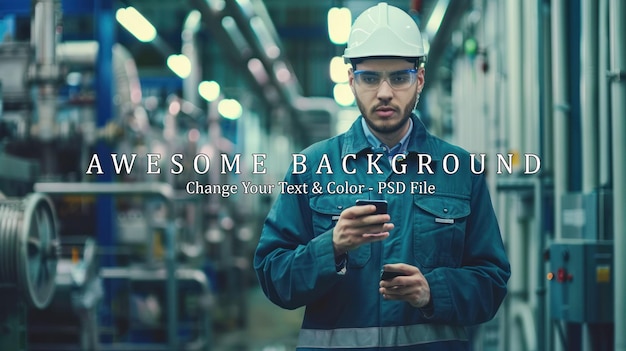 PSD industrial worker using smartphone