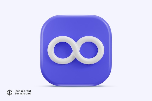 PSD infinity button icon 3d rendering vector illustration