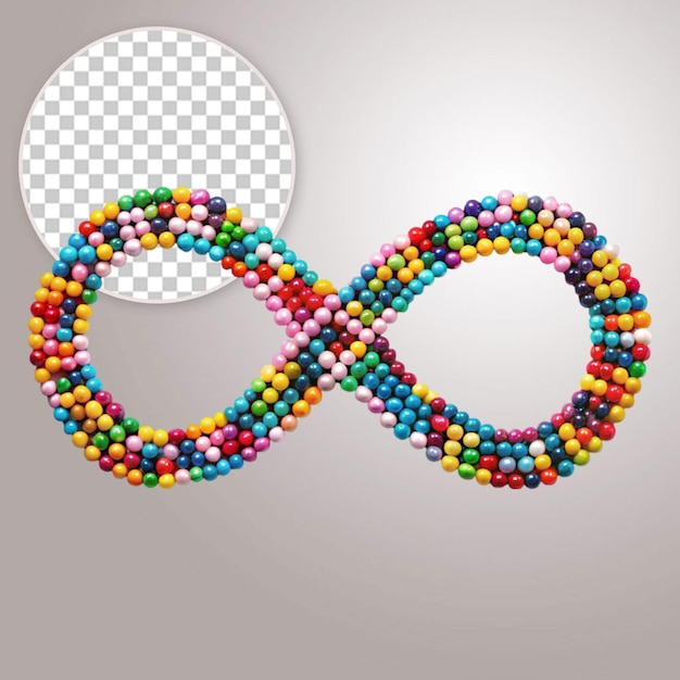 PSD infinity sign made of colorful mosaics on transparent background