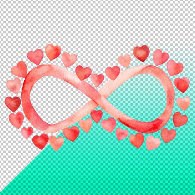 PSD infinity symbol with heart love friendship on transperent background