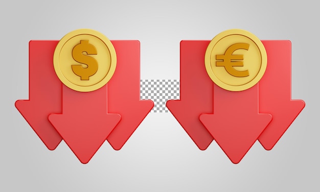 Inflation currency Isolated on transparent background 3D Illustration