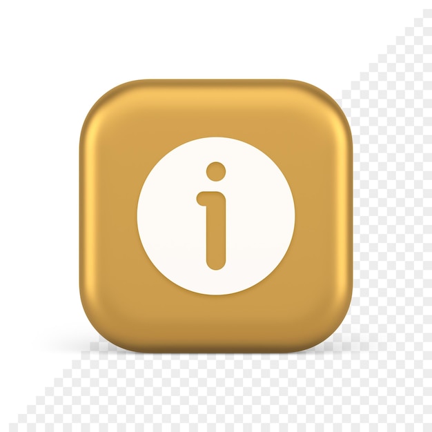 Info button information character FAQ question answer help support web app 3d realistic icon