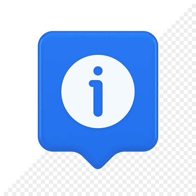 PSD info button information character faq question answer help support web app 3d realistic speech bubble icon