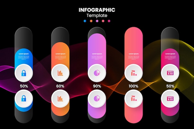 PSD infographic glassmorphism design chart template percentage stats