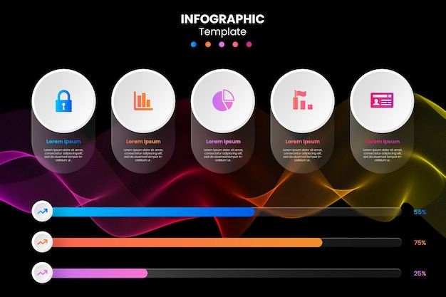 PSD infographic glassmorphism design chart template percentage stats