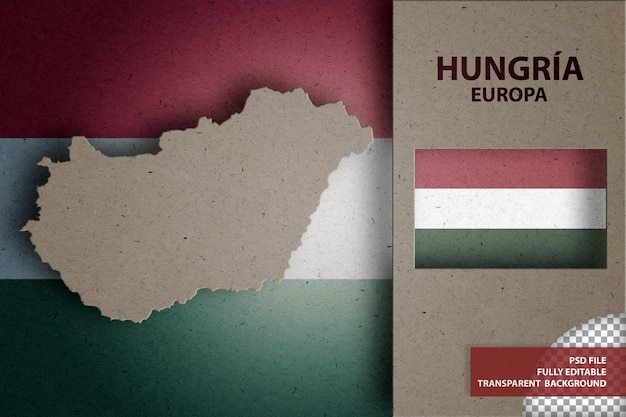 Infographic illustration of the map and flag of HUNGARY