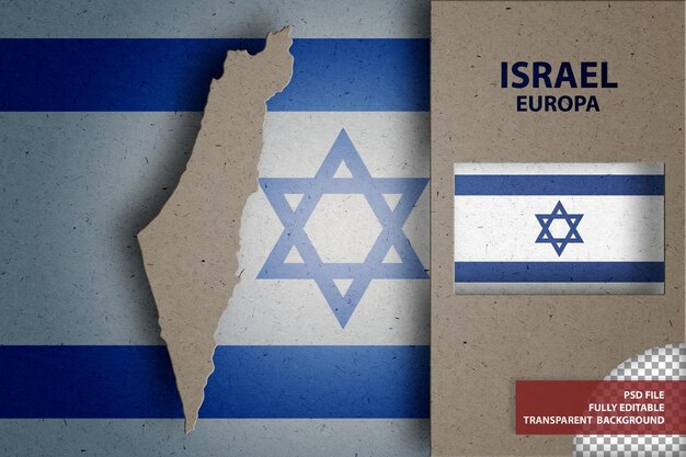 Infographic illustration of the map and flag of ISRAEL