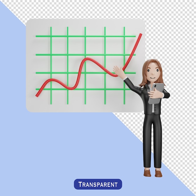 infographic presentation with businesswomen in 3 d style