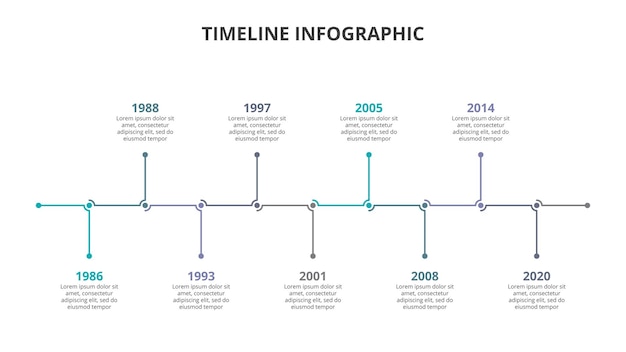 Infographic timeline with 9 steps options parts or processes