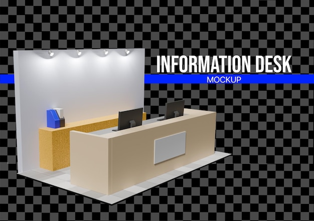 PSD information desk mockup exhibition booth