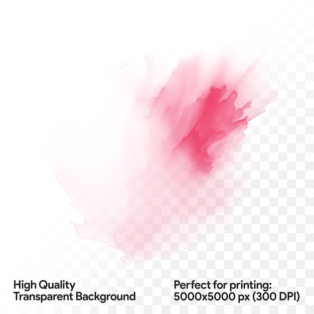 PSD ink splash of fuchsia color on a transparent background