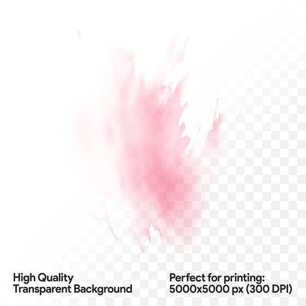 PSD ink splash of fuchsia color on a transparent background