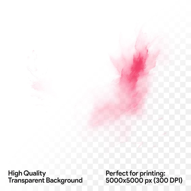 PSD ink splash of fuchsia color on a transparent background