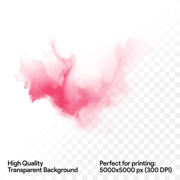 Ink splash of fuchsia color on a transparent background