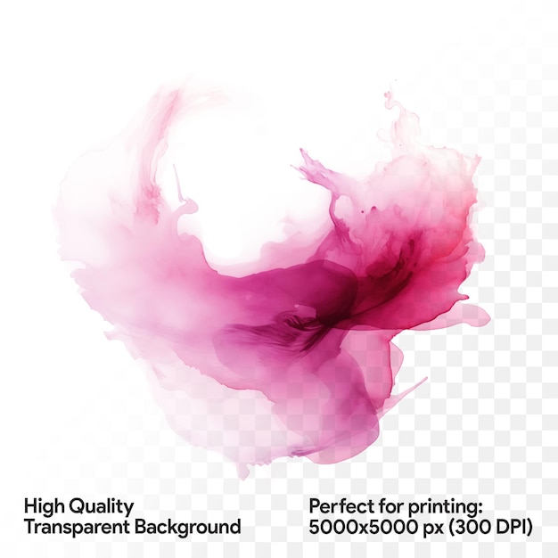 Ink splash of magenta color on a transparent background