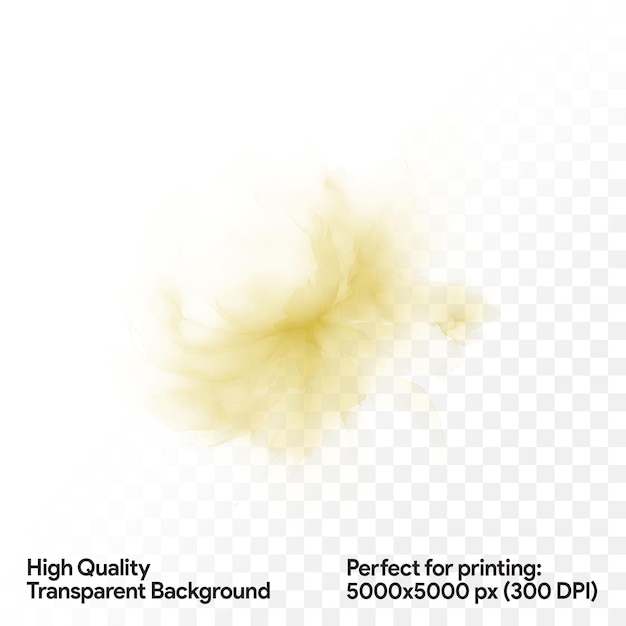 PSD ink splash of yellow color on a transparent background