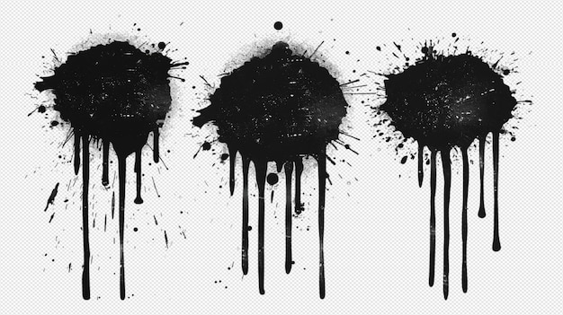 PSD ink splatters on transparent background