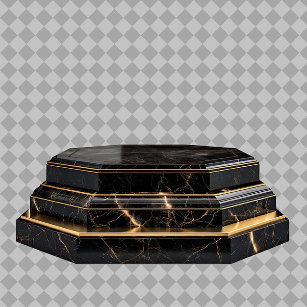 PSD inlaid tridecagonal onyx podium with a luxurious and exotic png object on clean background