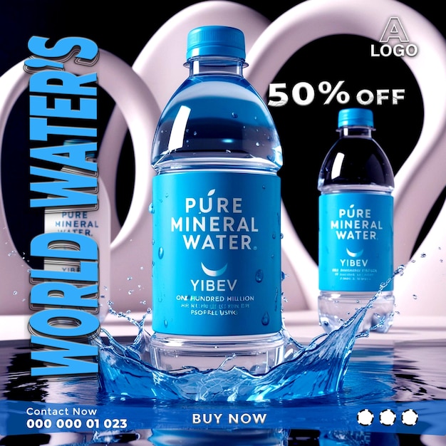 Innovative Water Bottle Ads Big Sale Web Banner Templates AI generative