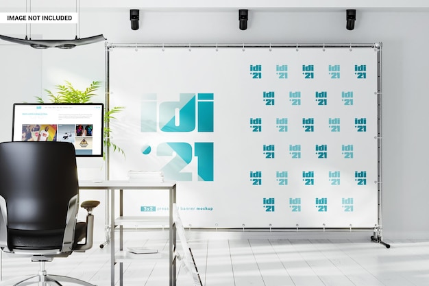 Inside office stand banner mockup