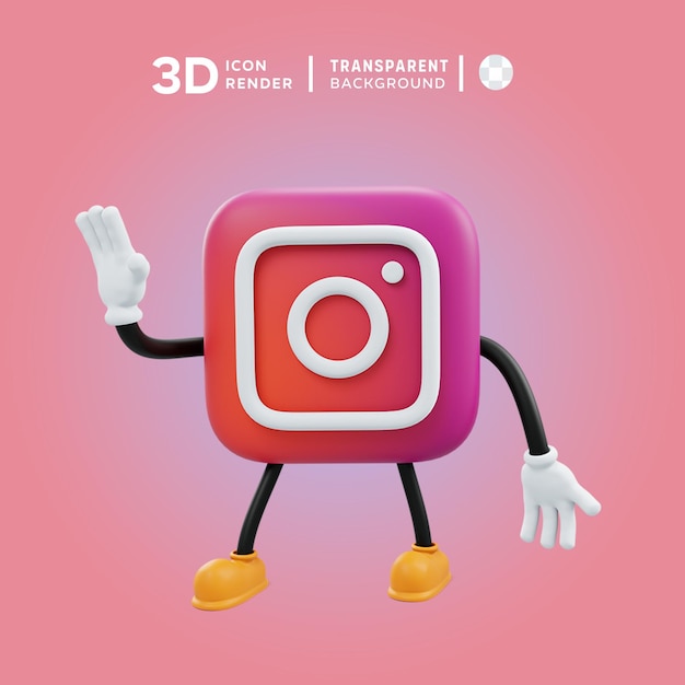 instagram 3D icon pose illustration