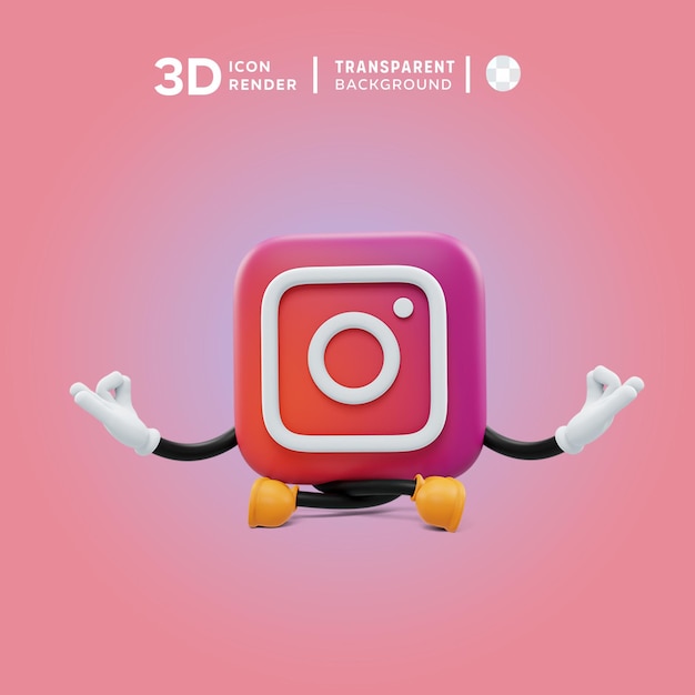 instagram 3D icon pose illustration