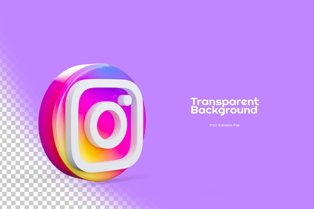 Instagram 3D Icon with Transparent background social media template