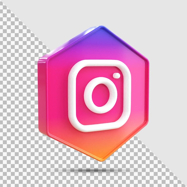 Instagram 3d Social Media icon Colorful glossy 3d icon concept 3d rendering for composition