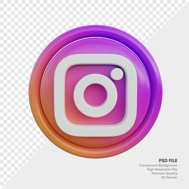 Instagram 3d style logo concept icon in round isolated