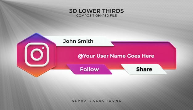 Instagram Connect Us on social media lower third 3d design render icon badge