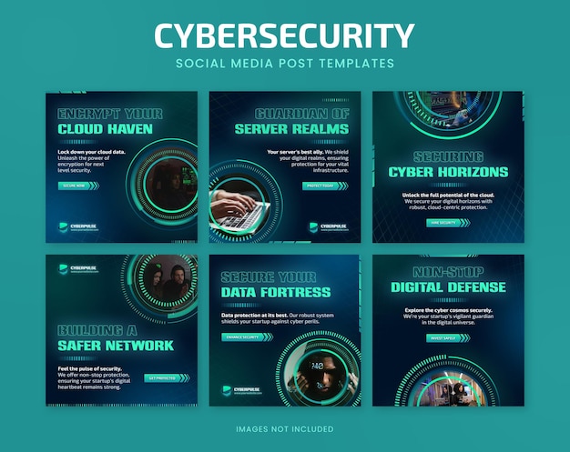 PSD instagram and facebook cybersecurity social media banner post templates