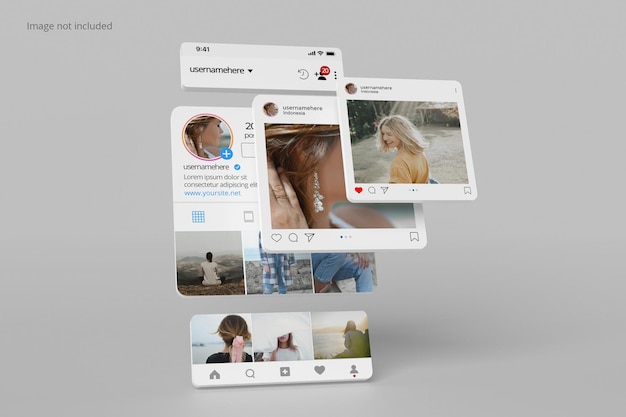 Instagram interface profile and post mockup
