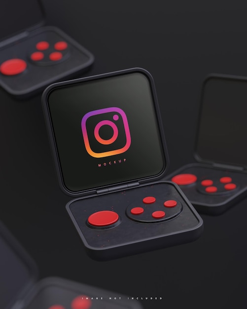 Instagram interface social media post smart device mockup black background 3d render