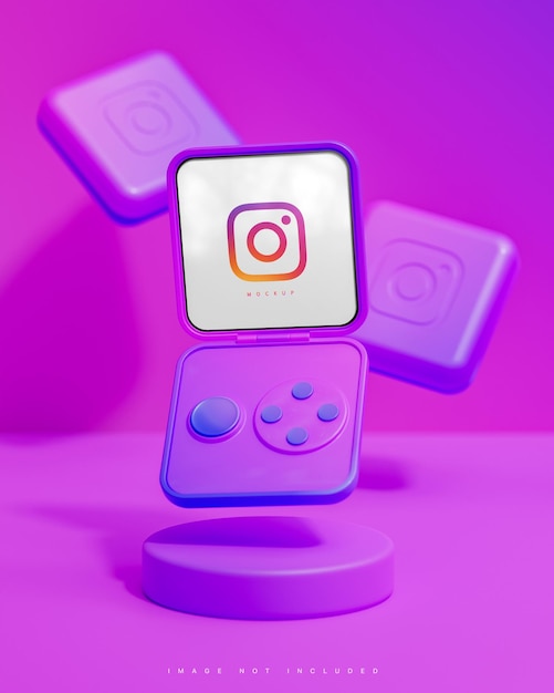 Instagram interface social media post smart flip device mockup abstract background 3d render