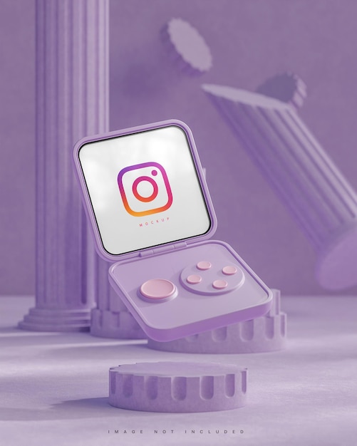 Instagram interface social media post smart flip device mockup on concret background 3d render