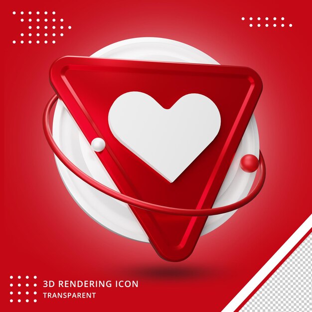 Instagram like 3d icon or facebook love emoji notifications 3d rendering isolated