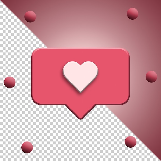 Instagram like notification icon 3d