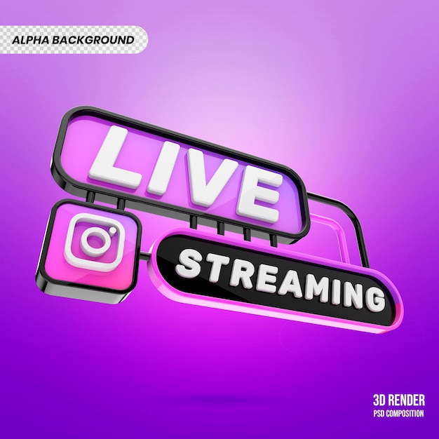 Instagram live streaming 3d render 