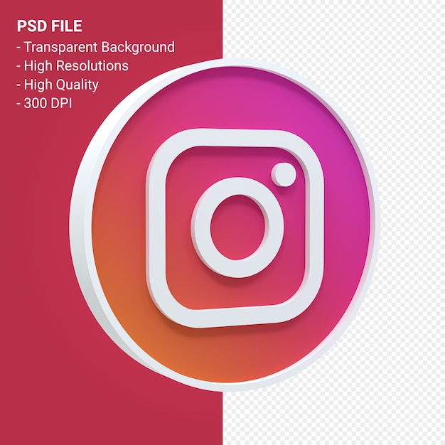 Instagram logo 3d icon rendering isolated