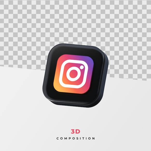 Instagram logo application 3d rendering