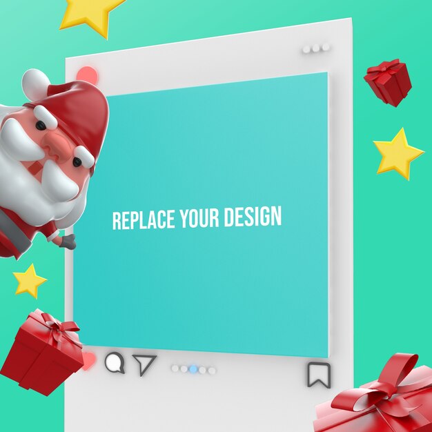 Instagram Merry Christmas 3D rendering Mockup Design