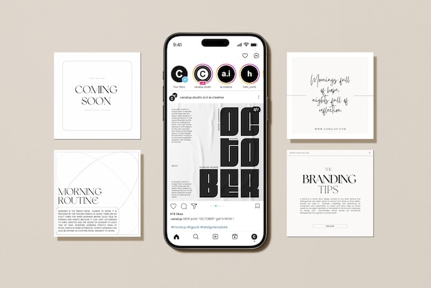 instagram Mockup Template PSD Design